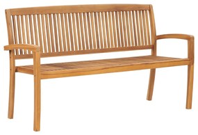 vidaXL Bancos empilháveis jardim 3 lugares 159cm madeira teca maciça