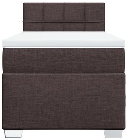 Cama com molas/colchão 90x190 cm tecido castanho-escuro