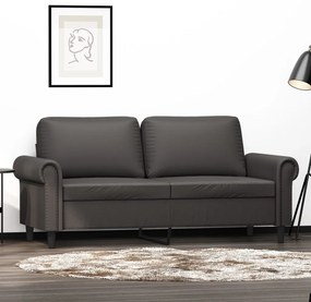 vidaXL Sofá de 2 lugares 140 cm couro artificial cinza