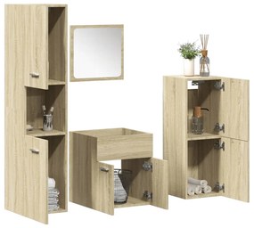 vidaXL 4 pcs conj. móveis casa banho derivados madeira carvalho sonoma