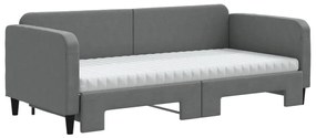 Sofá-cama c/ gavetão e colchões 90x200cm tecido cinzento-escuro
