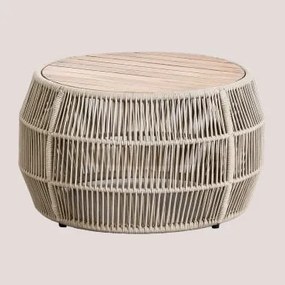 Mesa De Centro Redonda Ø80cm Em Madeira De Acácia Krot Crema - Sklum