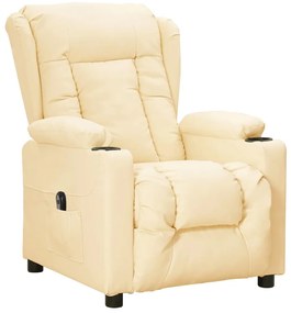 Poltrona reclinável elétrica couro artificial cor creme