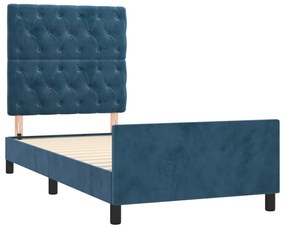 Estrutura de cama sem colchão 80x200 cm veludo azul-escuro