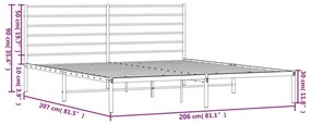 Estrutura de cama com cabeceira 200x200 cm metal branco