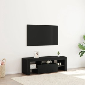 Rack de TV vidaXL com Luzes LED Carvalho Preto 120x35x40 cm