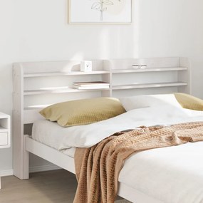 vidaXL Cabeceira com prateleiras 120 cm madeira de pinho maciça branco