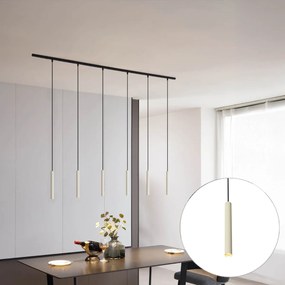 Sistema de iluminação de trilho moderno com 6 pendentes bege e preto monofásico - Slimline Keno