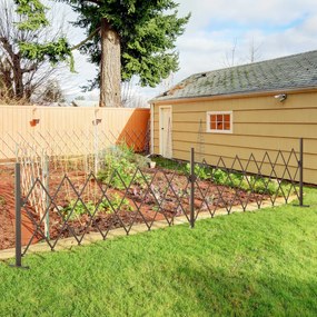 Cerca de Jardim de Liga de Alumínio Vedação Metálica Extensível com Rodas para Decoração 405x31x103,5 cm Castanho Escuro