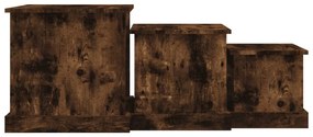 Mesas de centro 3 pcs derivados de madeira carvalho fumado
