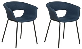 Conjunto de 2 cadeiras de jantar em tecido azul escuro ELMA Beliani