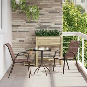 vidaXL Conjunto de Bistro de Jardim de 3 Peças Marrom Textilene e Aço