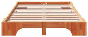 Cama Castanho Encerado 140x190 cm de Madeira de Pinho Maciça