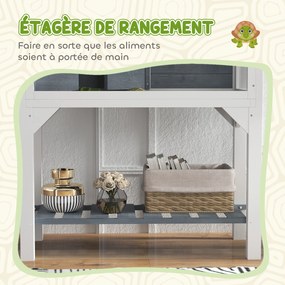 Casa para tartarugas 84,5 x 47,5 x 90 cm, terrário para tartarugas terrestres com pés, 2 zonas, teto abrível, zona interativa, cinzento