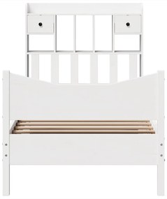 Cama sem colchão 75x190 cm madeira de pinho maciça branco