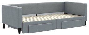 Sofá-cama c/ gavetão e gavetas 90x200 cm tecido cinzento-claro
