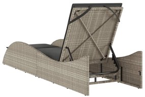 Espreguiçadeira com almofadão 60x205x73 cm vime PE cinza-claro