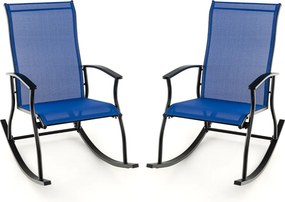Conjunto de 2 cadeiras de baloiço de Jardim com encosto respirável Estrutura metálica 102 x 68 x 100 cm Azul