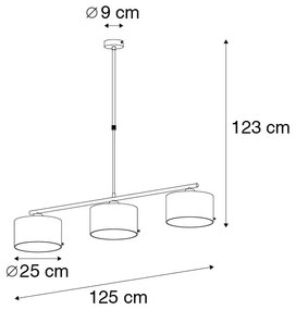 Candeeiro de suspensão moderno preto com luz dourada de 125 cm 3 - VT 3 Moderno