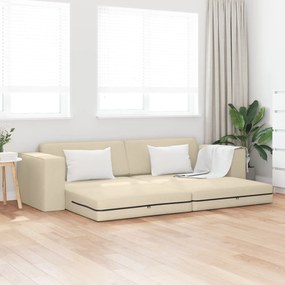 Sofá Cama 2-em-1 Creme 245x150x60.5 cm Tecido