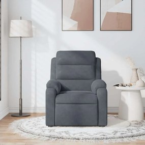 Poltrona de massagens reclinável veludo cinzento-escuro