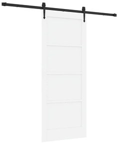 Porta Deslizante com Hardware 'ORKDAL'em Madeira Sólida de Pinho Branc