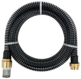 vidaXL Mangueira de sucção com conectores de latão 1,1" 3 m PVC preto