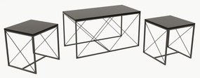 Conjunto de Mesas de Centro Defne – Antracite e Preto – 100x52x50 cm e