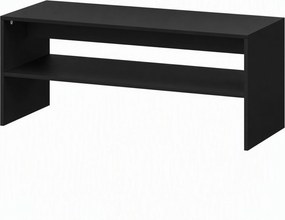 HOMCOM Mesa de Centro Moderna em Madeira de 2 Níveis com Prateleira Aberta, 100x40x41.5 cm, Preto | Aosom Portugal