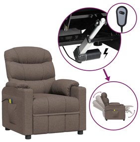 vidaXL Poltrona de massagens elétrica reclinável tecido cinza-acast.