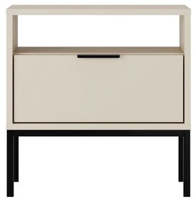 Mesa de Cabeceira "AUSTIN" - 45×55×33 cm - Creme e Preto - Design Mode