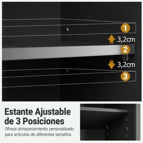 Armário de casa de banho de Parede 60 x 21 x 75 cm com 2 Portas com Prateleira Aberta e Ajustável Preto