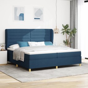 Cama Box Spring vidaXL com Colchão Azul 200x200 cm em Tecido
