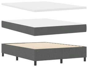 Cama Box Spring com Colchão e Banco Cinza Escuro 140x190 cm Tecido