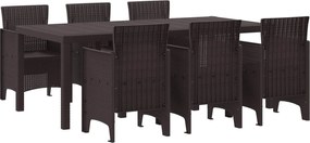 vidaXL Conjunto de Jantar para Jardim 7 pcs Castanho Polipropileno
