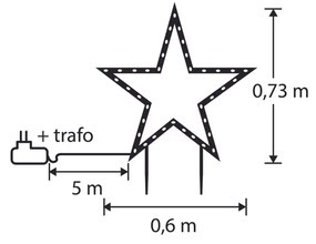 Foco de Natal Estrela de Natal Preto 60cm incl. LED IP44 - Kas