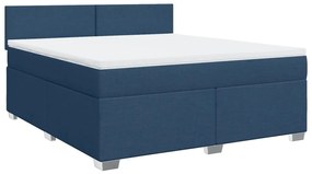 Cama com molas/colchão 180x200 cm tecido azul