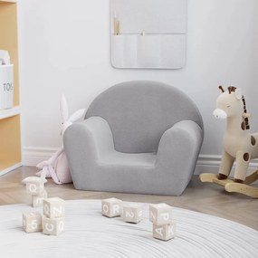 vidaXL Sofá infantil pelúcia macia cinzento-claro