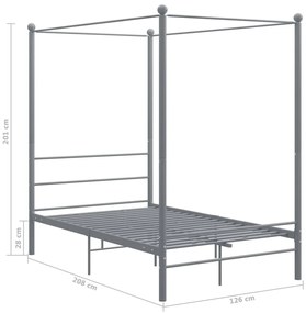 Estrutura de cama com dossel 120x200 cm metal cinzento