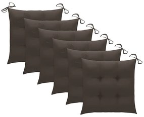 Cadeiras de jardim dobráveis c/ almofadões 6 pcs teca maciça
