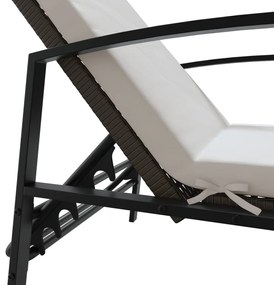 Espreguiçadeiras com mesa 2 pcs vime PE castanho