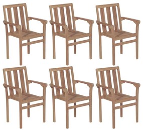 Cadeiras de jardim empilháveis 6 pcs madeira de teca maciça