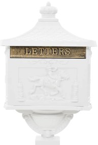 Caixa correio pedestal vintage alumínio inoxidável branco