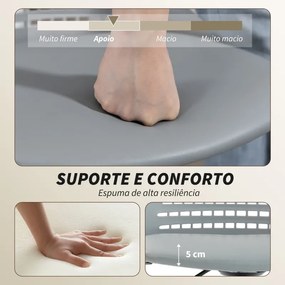 Cadeira de Escritório sem Braços Cadeira de Secretária Giratória em Malha com Encosto Vazado Ajustável 43x42x74-86 cm Cinza