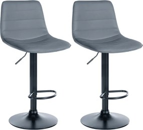 Conjunto de 2 bancos de bar Lex em couro sintético cinzento