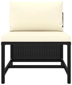 5 pcs conjunto sofás de jardim com almofadões vime PE preto