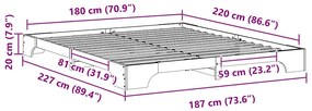 Estrutura de cama de chão Castanho 180 x 220 cm