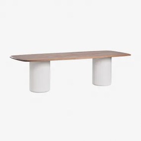 Rectangular Dining Table 270x110 Cm In Acacia Wood Leighton Castanho-acácia Escuro & Branco - Sklum