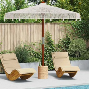 vidaXL Guarda-sol Creme (250-255) x 250 cm Algodão e madeira sólida