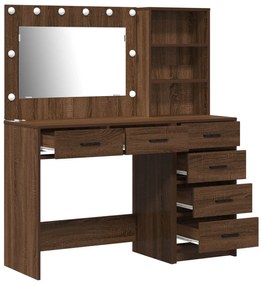 Conjunto de Mesa de Maquilhagem 2 Peças com LED Madeira de Carvalho Pr